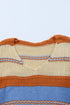 V-Neck Knitted Lantern Sleeve Pullover Sweater